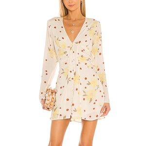 NWT Free People Date Night Mini Dress in Sunshine Combo White Yellow XL
